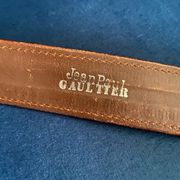 Jean Paul Gaultier Vintage Brown Leather Belt – 37″, Statement Buckle, Rare